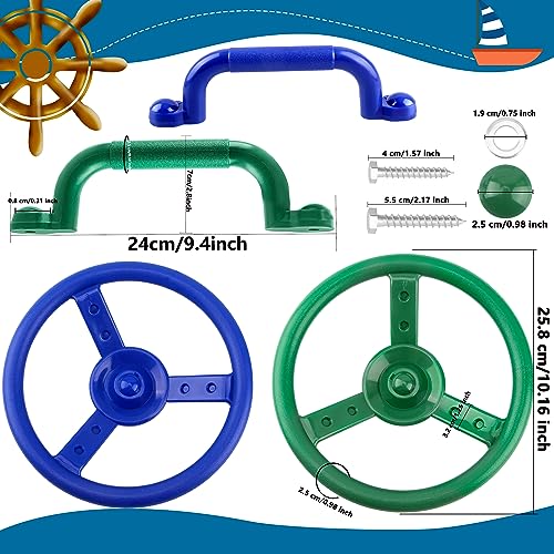Restroma 6 Pcs Playground Accessories Swingset Steering Wheel Plastic Priate Ship Steering Wheel Playground Safety Handles for Kids Outdoor Wood Backyard Treehouse Playhouse