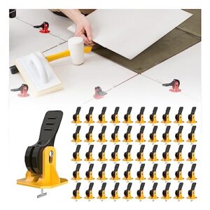 tile leveling system pro tools, 50-piece tile spacers clips reusable floor leveling compound plus 50-piece replaceable spare steel t-pin, tile leveler spacers kits for wall&floor tile installation