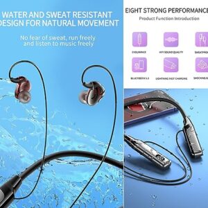 OYEALEX Neckband Bluetooth Headphone, Wireless Earbuds in-Ear Noise Cancelling HiFi Stereo Clear Headsets, LED Screen Display, Waterproof, Built-in Microphone for Phone Call Music(Grey)