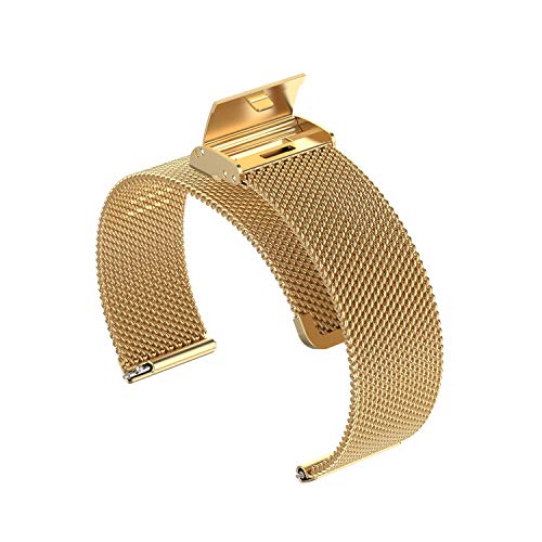 Chofit Metal Mesh Stainless Steel Loop Compatible with MILOUZ IDW19 Watch Band for Women&Men Wristbands Bracelet Adjustable Band Strap Replacement Bands for MILOUZ IDW19 Smartwatch (Gold)