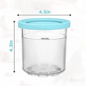 DISXENT Creami Pints and Lids, for Ninja Ice Cream Maker Cups,16 OZ Ice Cream Containers Airtight,Reusable Compatible NC301 NC300 NC299AMZ Series Ice Cream Maker