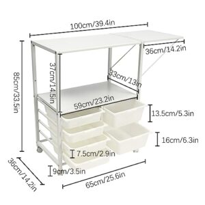 SNKOURIN Kitchen Island Cart on Wheels, Rolling Kitchen Cart with Wine Rack and Storage Drawer, Coffee Station Small Kitchen Cart for Kitchen, Dining Living Room, White