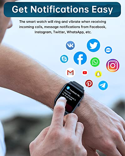 Smart Watches for Men Women (Answer/Make Call), Alexa Built in, 1.8" Full Touch Screen Fitness Tracker with Heart Rate SpO2 Sleep Monitor IP68 Waterproof Smart Watch for iPhone Android Phones