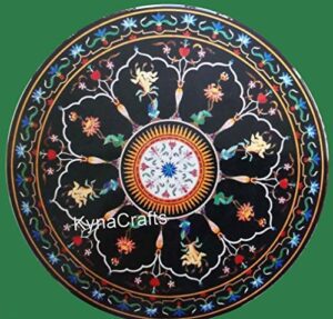 60 x 60 inches royal look meeting table top for office furniture decor round shape black marble dining table from indian cottage art and crafts