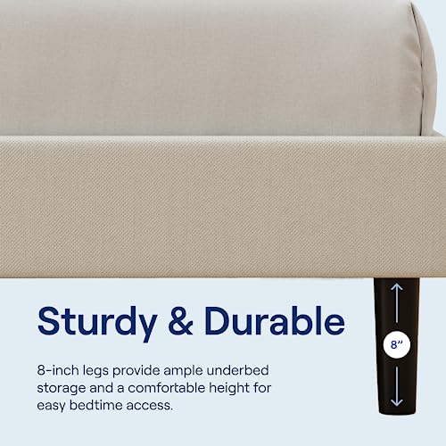 Nectar Bed Frame & Headboard - Linen - Twin - 8 Inch Legs and Sturdy Wooden Slats for Support - Contemporary and Durable Upholstery - Holds Up to 700 Pounds - Easy Assembly