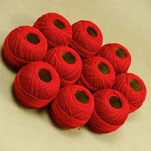 S2J Crochet Set of 10 Pcs Cotton Thread Knitting Ball Embroidery Tatting Yarn