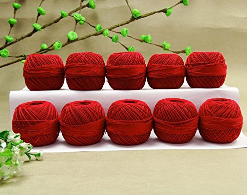 S2J Crochet Set of 10 Pcs Cotton Thread Knitting Ball Embroidery Tatting Yarn