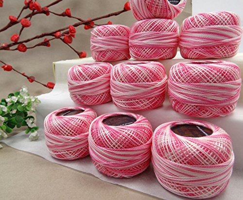 S2J Lot of 10 Pieces Anchor Tatting Crochet Cotton Thread Variegated Skein Yarn Ball