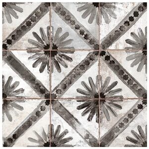 somertile fpehmmkbk harmonia kings marrakech black 13" x 13" ceramic floor and wall tile, white