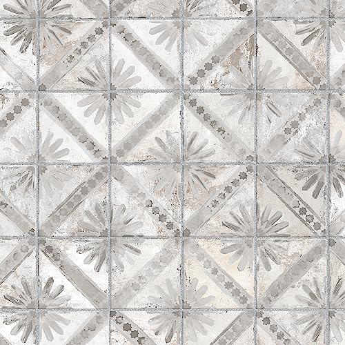 SomerTile FPEHMMKGR Harmonia Kings Marrakech Grey 13" x 13" Ceramic Floor and Wall Tile, White