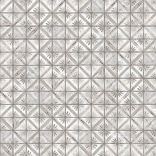 SomerTile FPEHMMKGR Harmonia Kings Marrakech Grey 13" x 13" Ceramic Floor and Wall Tile, White