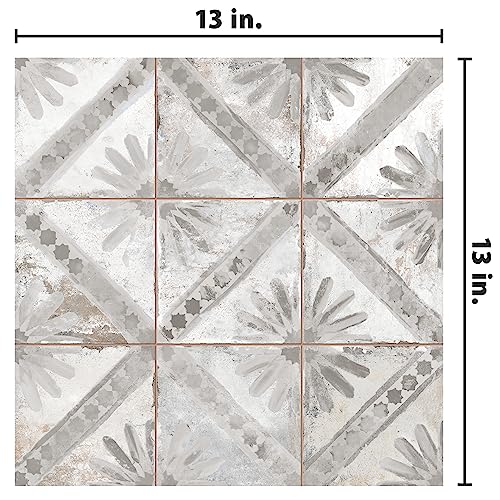 SomerTile FPEHMMKGR Harmonia Kings Marrakech Grey 13" x 13" Ceramic Floor and Wall Tile, White