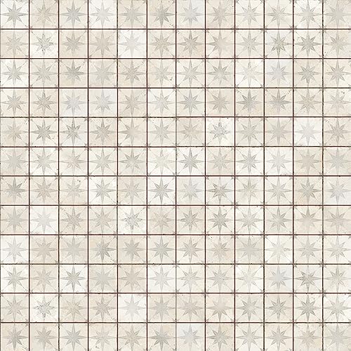 SomerTile FPEHMSW Harmonia Kings Star White 13" x 13" Ceramic Floor and Wall Tile