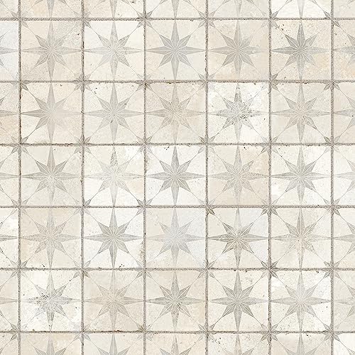 SomerTile FPEHMSW Harmonia Kings Star White 13" x 13" Ceramic Floor and Wall Tile