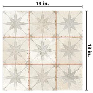 SomerTile FPEHMSW Harmonia Kings Star White 13" x 13" Ceramic Floor and Wall Tile