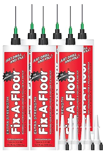The Original Award Winning Fix-A-Floor Micro Syringe Adapter Pro Pack (6) For Loose & Hollow Flooring Repair. The Micro Syringe Injector should only be used in grout lines less than 1/8”