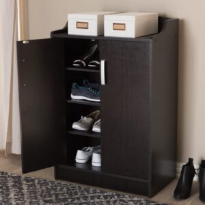 CLoxks Shoes Cabinet Brown Shoe Cabinet ，One Convenient top Shelf，Assembly Required， Entry Foyer Cabinet entryway Show Cabinet