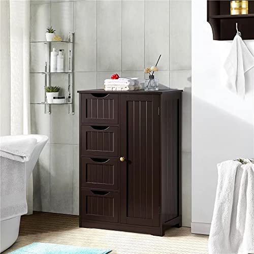 Shoes Cabinet Living Room Storage Cabinet, 4 Drawers, 3 compartments, Storage Against The Wall Sideboard Show Cabinet (Color : Brown)