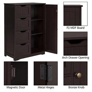 Shoes Cabinet Living Room Storage Cabinet, 4 Drawers, 3 compartments, Storage Against The Wall Sideboard Show Cabinet (Color : Brown)