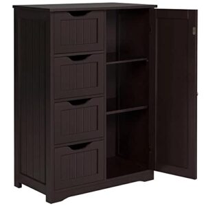 Shoes Cabinet Living Room Storage Cabinet, 4 Drawers, 3 compartments, Storage Against The Wall Sideboard Show Cabinet (Color : Brown)