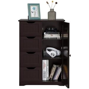 Shoes Cabinet Living Room Storage Cabinet, 4 Drawers, 3 compartments, Storage Against The Wall Sideboard Show Cabinet (Color : Brown)