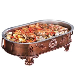 oval chafers and buffet warmers stainless steel chafing dish buffet set large seafood platter tray with food & water pan, frame, fuel holder for event party holiday (55cm)