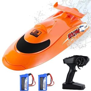 ujikhsd rc boat with 180° one-button rollover, 30km/h, self righting remote control boat for pools & lakes,2.4ghz racing boats, pool toys for kids, radio controlled watercraft