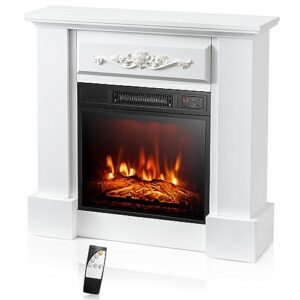 goflame electric fireplace with mantel, 1400w freestanding mantel fireplace heater with remote control, 3 flame brightness, thermostat, 6h timer, overheat protection, csa certified (white)