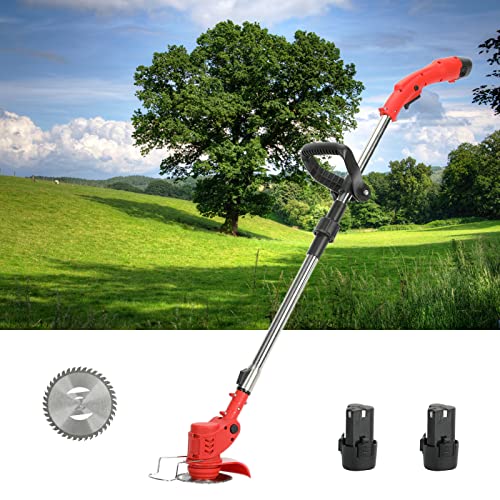 String Trimmer USA Warehouse 12V 2000mAh 2 Batteries 1 Charger Wireless Electric Cordless Grass Trimmer Rod Anti-Slip Telescopic Handle for Lawn Cutting Lawn Care Garden Clearing Weeds Trees