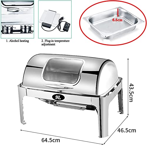 Food Warmers Electric for Parties Buffets, 9L/13L Stainless Steel Chafing Dishes Serving Food Warmer, Commercial Buffet Servers and Warmers with Visible Lid 400W (1/3 Size Pan 13L)