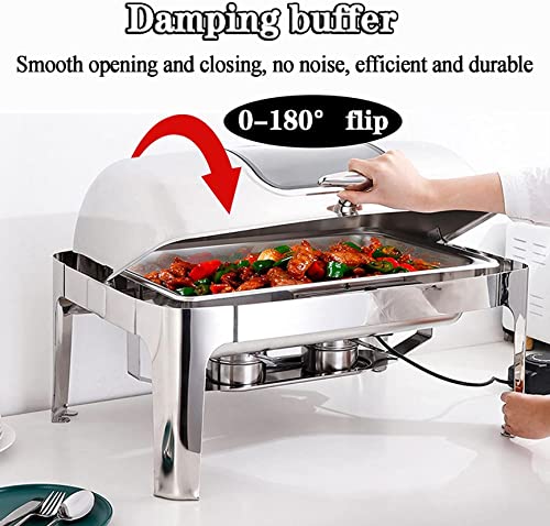 Food Warmers Electric for Parties Buffets, 9L/13L Stainless Steel Chafing Dishes Serving Food Warmer, Commercial Buffet Servers and Warmers with Visible Lid 400W (1/3 Size Pan 13L)