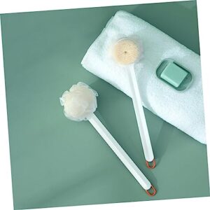 Sponges for Bathing Bath Brush Shower Brush Silicone scrubbers Skin exfoliating Tool Silicone Body Brush Shower Scrubber pet Nylon Wool Double Sided Brush loofah White