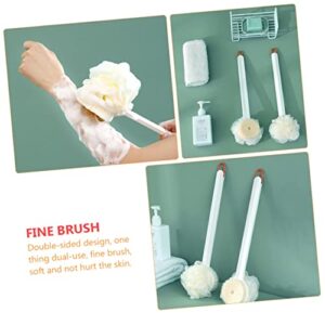 Sponges for Bathing Bath Brush Shower Brush Silicone scrubbers Skin exfoliating Tool Silicone Body Brush Shower Scrubber pet Nylon Wool Double Sided Brush loofah White