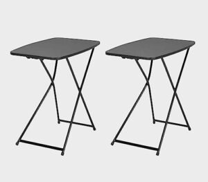 sweatz black, 2 pack,18” x 26” indoor outdoor adjustable height personal folding table
