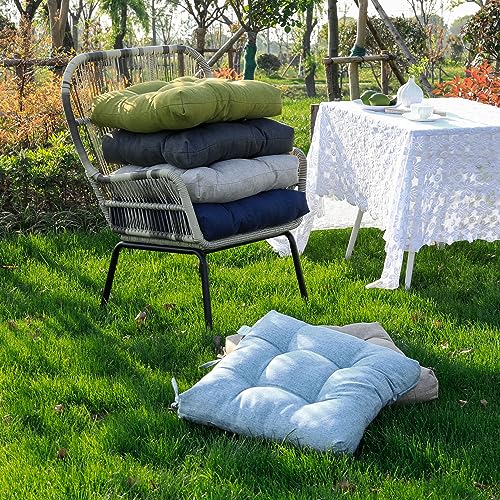 Faible Poisson Outdoor Chair Cushions Set of 2, Patio Furniture Floor Cushions, 21 x 21 Inch Square Seat Back Tufted Cushion, Dining Chairs Pads, Gark Grey