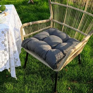 Faible Poisson Outdoor Chair Cushions Set of 2, Patio Furniture Floor Cushions, 21 x 21 Inch Square Seat Back Tufted Cushion, Dining Chairs Pads, Gark Grey