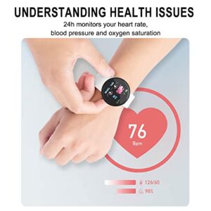 Dyegold Multifunctional Bluetooth Smart Watch with Sleep Fitness,IP65 Waterproof, Message Notification,Heart Rate,Blood Pressure Monitoring,Plug-in Charging 1.44" Full Screen for iOS & Android (Gray)