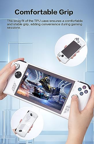 Protective Case for ASUS ROG Ally, TPU Case for ASUS ROG Ally with Kickstand, Included 2 ASUS ROG Ally Tempered Glass Screen Protector, Dustproof Nets, Joystick Protectors and 3.1 Adapter - White