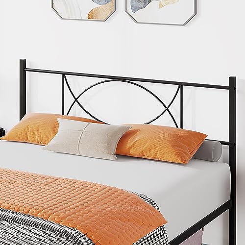 GAOMON Full Size Bed Frame with Headboard, Metal Full Bed Platform Frame No Box Spring Needed, 14 inch Black Heavy Duty Easy to Assemble Mattress Foundation