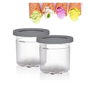 undr 2/4/6pcs creami containers, for creami ninja ice cream deluxe,16 oz creami pint containers dishwasher safe,leak proof compatible with nc299amz,nc300s series ice cream makers,gray-4pcs