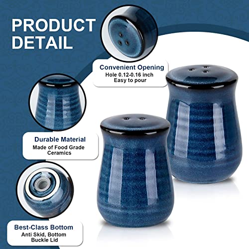 Hasense Ceramic Mixing Bowls Set, 20+40+65+84 Oz - 4PCS and Porcelain Salt and Pepper Shakers - 2PCS, Navy Blue