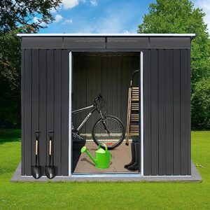 Evedy 6' x 8' Sheds & Outdoor Storage, Metal Storage Sheds with Double Lockable Doors for Bike, Garden Shed Tool Outside Storage Cabinet for Backyard, Patio, Lawn, Flat