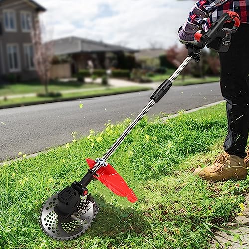 Cordless Weed Wacker Electric Weed Eater, 21V Grass Trimmer with 3 Blades and Battery Level Display, Battery Powered 3000mAh Battery Brush Cutter String Trimmer Garden Trimmer Garden Lawn Tool