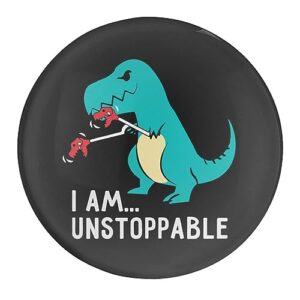 i am unstoppable t-rex round glass fridge magnet cute strong refrigerator magnet sticker for cabinet board 2 pcs