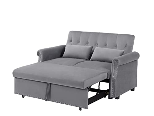 ERYE 3-in-1 Upholstered Futon Sofa Loveseat Convertible Sleeper Couch Bed,2-Seaters Sofa & Couch Soft Cushions Love Seat Daybed for Small Space Living Room Sets