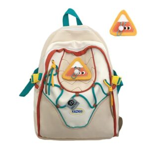 kawaii backpack aesthetic backpack backpacks with cute pendant, adorable shoulder bag (khaki)