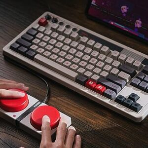 8Bitdo Retro Mechanical Keyboard, Bluetooth/2.4G/USB-C Hot Swappable Gaming Keyboard with 87 Keys, Dual Super Programmable Buttons for Windows and Android - N Edition