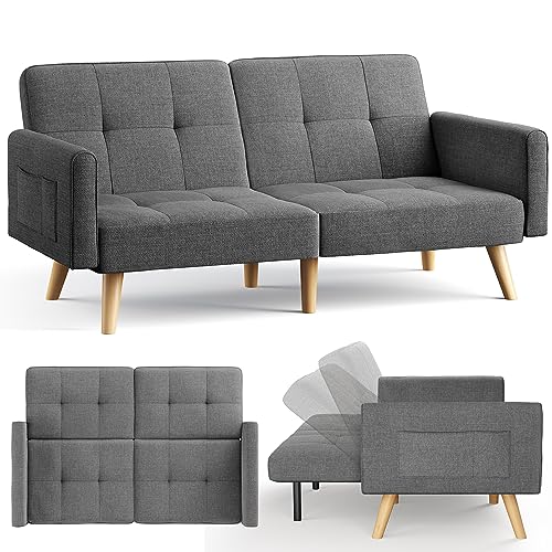 Gizoon Small Couch, Futon Sofa Bed, Sleeper Sofa, Loveseat, Sectional Couches for Living Room, Bedroom, Dorm, Apart, Mid Century Modern, Adjustable Backrest, 70.9"