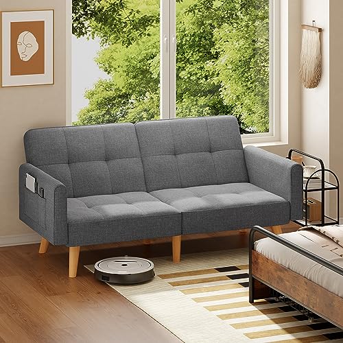 Gizoon Small Couch, Futon Sofa Bed, Sleeper Sofa, Loveseat, Sectional Couches for Living Room, Bedroom, Dorm, Apart, Mid Century Modern, Adjustable Backrest, 70.9"