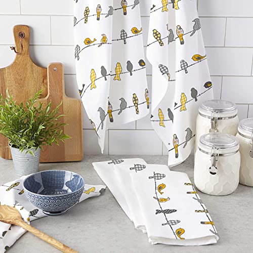 Segard Kitchen Towels Dish Towel Set of 1,Yellow Buffalo Plaid Bird White Absorbent Hand Towels Cleaning Dishcloth Tea Towels,Flower Checker Animal Lines Reusable Drying Dish Cloths